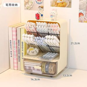 Large Capacity Angle Insertion Pen Holder Storage Box Office Desk Children Girls Pen Bucket Stationery Organizer Plastic