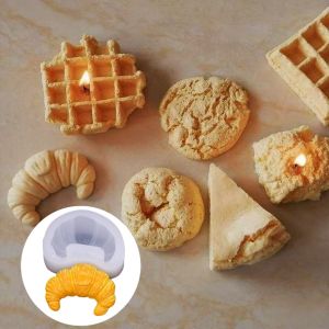 3D Snack Silicone Mold for Making Waffles Croissant Shaped Candle Resin Epoxy Tool Tiramisu Cream Puff Gypsum Casting Mold Decor