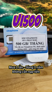 ( MUA 1 LẦN DÙNG CẢ NĂM ) Sim 4G Vinaphone Trọn Gói 1 Năm U1500 500GB 1 Tháng TỐC ĐỘ CAO | FREESHIP - CHƯA KÍCH HOẠT