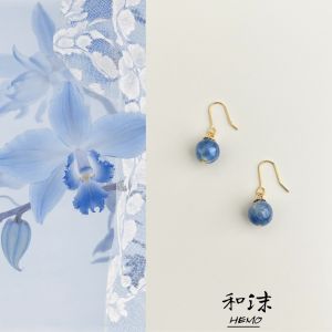 Natural Blue Crystal Stone Earrings Geometric Vintage Hook  Style Womens Fashion Jewelry Original Design Handmade Earrings