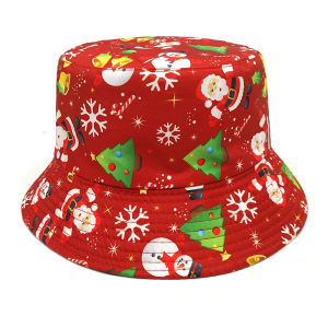 New Santa Claus Snowman Snowflake Christmas Gift Printed Fishermans Hat Pot Hat Womens Christmas Hat Christmas Essential