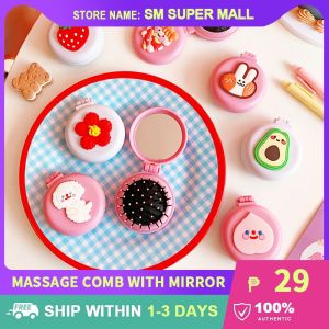 Creative Folding Massage Comb with Portable Travel Makeup Mirror