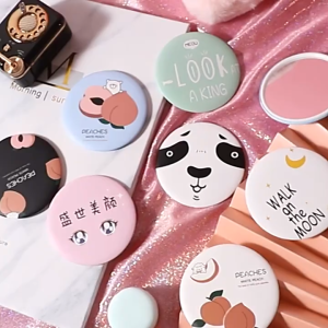 SK-K53 Cermin Bulat Karakter / Kaca Cermin Make Up Mini Travelling Motif Kartun Colorful / Cermin