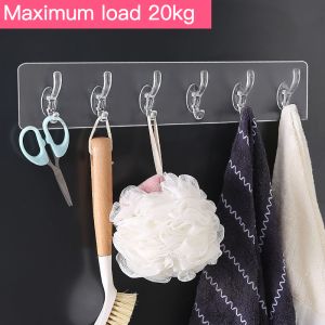 Punch-free Adhesive Transparent  Hook Kitchen Bathroom Heavy Duty Hanger Wall-mounted Hat-and-coat Hook
