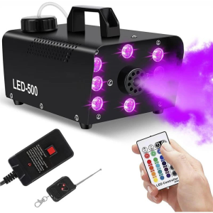 [SG Seller] 500W Colorful Smoke Machine LED Remote Fogger Ejector DJ Stage Light With AC Power & IR Remote For Karaoke Music KTV Restaurant Club Wedding Christmas Halloween Indoor Outdoor Disco Party and Multipurpose