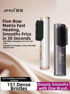 「China Plug」Amoi | Negative Ion Portable Straightening & Curling Comb