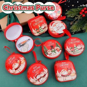 Christmas Cartoon Cute Coin Purse / Santa Claus Elk Pattern Wallet / Earphone Cable Small Item Storage Bag / Mini Portable Round Square Pocket Bag