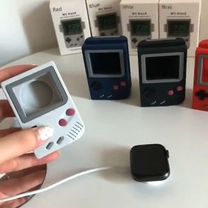 CNAGAIN Charger Stand Holder For Apple Watch series ultra 8 7 6 5 4 3 2 1 49mm 45mm 41mm 42mm 44mm 40mm 38mm Retro Game Player Pattern Bracket Silicone Desk Charging Dock Base For smart watch