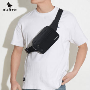 AUOTE กระเป๋าคาดเอวผู้ชายกระเป๋าผู้ชายแฟชั่นสะพายไหล่กระเป๋ากีฬาสะพายไหล่กระเป๋าคาดหน้าอกกันน้ำอ็อกซ์ฟอร์ดสามซิปออกแบบความจุขนาดใหญ่กระเป๋าวิ่ง Tas Gym แบบพกพาสำหรับวิ่งปั่นจักรยานเดินป่าเดิน