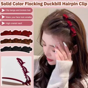 [Look Face Smaller] Internet Celebrity Sweet Duckbill Hairpin Solid Color Flocking Duckbill Hairpin Clip
