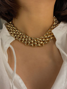 สร้อยคอแบบหนักน้ำหนักหนาสำหรับผู้หญิง เครื่องประดับแฟชั่นไฮเอนด์สไตล์ฮิปฮอป โซ่เสื้อกันหนาว โซ่ข้อมือแบบติดกระดูกไหปลาร้า โลหะผสม