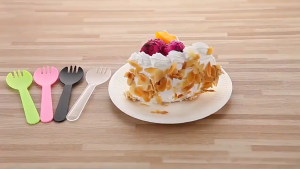 100pcs/set Disposable Clear Fork Spoon Dessert Spoon Cake Fork Utensils Individually Packed - DailyDwell1