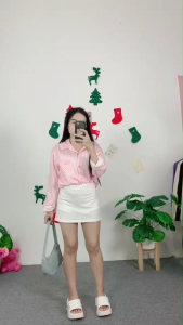 ชุดเซ็ตแฟชั่น เชิ้ตสตรี ลายทาง สไตล์ฝรั่งเศส