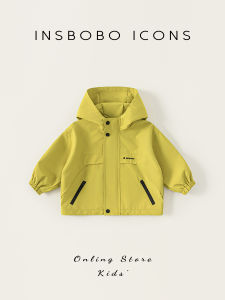 Boys Thickened Three-Proof Windproof Jacket Fashionable Polyester Fiber Coat with Hat Zipper Closure Long Sleeve Casual Outerwear