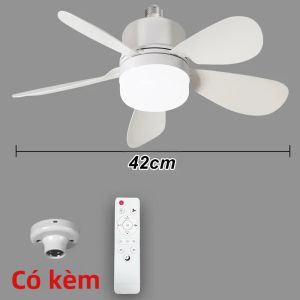 Quạt Trần LED E27 Tích Hợp Đèn Điều Khiển Từ Xa 4 Tốc Độ 3 Màu Sắc Điều Chỉnh Được Hẹn Giờ Dành Cho Phòng Ngủ Nhà Bếp Kiểu Dáng Hiện Đại