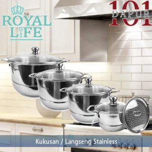 Royal Life Stainless Langseng / Steamer Pot 26 cm / Panci + Kukus 55 Liter