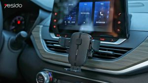 YESIDO C162 Gravity Auto Close Grip One Touch Open Air Vent Car Phone Holder Cushioned Clip 360 Degree Rotation Ultra Stable Car Air Con Vent Mobile Phone Mount Premium Yesido Model C162