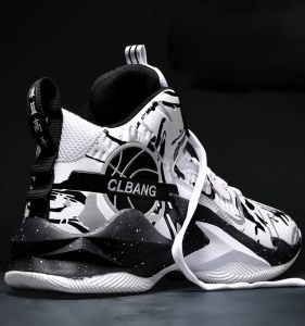 Boys Basketball Sports Shoes Soft Bottom Running Shoes Youth Trendy Flats Shock Absorption round Toe Rubber Outsole Mesh Lining