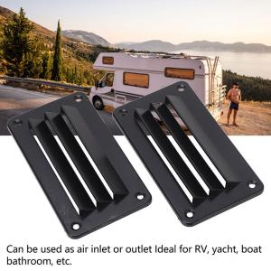 1pair RV Air Vent Louver Professional Bathroom Office Ventilation Outlet Grille Louver For Boat Yacht Accessories Black