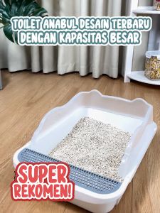 Angola Pet Litter Box Open Top High Ceiling M61 Bak Toilet Pasir Kucing Anjing Desain Terbuka Dengan Pembatas Tinggi FREE SEKOP