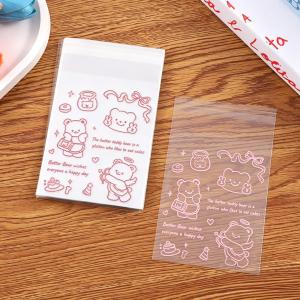 50 Chiếc Túi OPP Tự Dính In Hình Gấu Bơ Dễ Thương Bao Bảo Vệ Thẻ Kpop Dùng Để Đựng Ảnh Sách Đồ Sưu Tầm