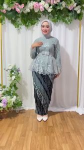 D18 Atasan kebaya Marsya tile mutiara modern lengan panjang elegan mewah brukat full furing kebaya wisuda kekinian