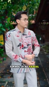 BATIK ARKANZA Motif Naga Husada Kemeja Batik Pria Slimfit Full Lapis Furing Lengan Panjang Pendek