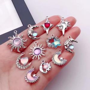 Hợp Kim Mặt Trời Mặt Trăng Ngôi Sao Hạt Charm Đính Đá 5/20 Chiếc Để Tự Làm Đồ Trang Sức - Vòng Tay Dây Chuyền Bông Tai Phụ Kiện