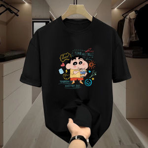 Japanese Cartoon INS New Style Crayon Shinchan Trendy Couples Loose Simple Casual Short Sleeve T-Shirt Commute Style Polyester Fiber