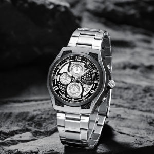 NAVIFORCE Original Men Watch Stainless Steel Strap Luminous Waterproof 30m Quartz Calendar Countdown Multifunctional Fashion Business Mens Watch