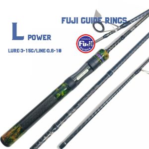 NEW | Fishing rod | Spinning rod |FUJI gudie rings | 4.6 top tip ring | L power /Fast action | lure 3-15g/line：0.6-1#| Carbon fiber + solid wood handle wheel seat