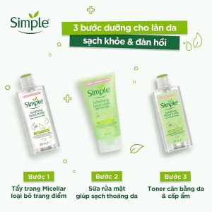 Nước Tẩy Trang Simple 200ml Làm Sạch Trang Điểm Vượt Trội & Dưỡng Ẩm Da Mềm Mịn Simple Kind To Skin Micellar Cleansing Water 200ml
