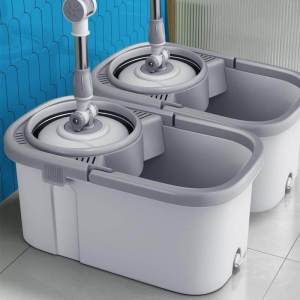 【local delivery】Round Spin Mop Set With Bucket 360° Rotating Floor Cleaning Mop Self-Wash Squeeze Dry&Wet Mop Smart Rotating Mop Set Bucket with 4 wheels