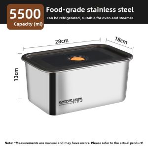 Premium Stainless Steel Microwave Safe Food Grade Sealed Box with Lid Kitchen Storage Container Corrosion Resistant Rectangular