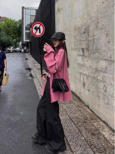 Pink Striped Loose Long Sleeve Womens Shirt Spring Summer New Korean Style Sun Protection Outerwear Casual Commute Fashion