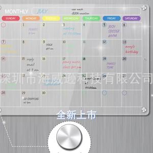 Acrylic Message Board Note Board Exhibition Board Magnetic Acrylic Dry Wiping Board Magnetic Transparent Refrigerator Calendar Board