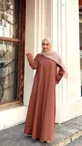 Gamis Wanita Casual Abaya Long Dress Polos Bahan Katun Toyobo Resleting Depan Busui Friendly