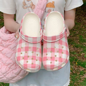 Summer Dopaamine Cute Red  Hole Hole Sandals Soft Bottom Beach Shoes Women Casual Hollow out Design Slip-On Flat Heel