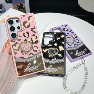 【New】 Premium Rhinestone Scratch-resistant Mirror Heart Diamond Holder TPU+PC Phone Case with Bracelet For SamSung Phone A22 A05 A05S A15 A25 A35 A55 S21 S22 S23 S24 S25 Series