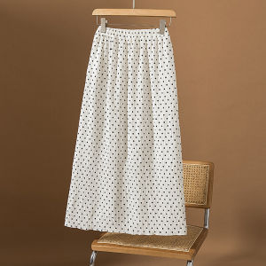 French Polka Dot Summer New Style Large Size Slimming High Waist A-Line Long Skirt
