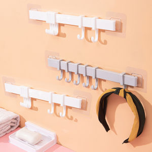 ราวตะขอ พลาสติกอเนคประสงค์ แบบติดแผ่นกาว ไม่ต้องเจาะผนัง ตะขอแขวนของอเนกประสงค์ Towel rack