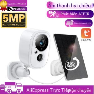 Camera Năng Lượng Mặt Trời WiFi HD 5MP Với Tính Năng Phát Hiện Con Người PIR & Camera IP An Ninh Ngoài Trời Tầm Nhìn Ban Đêm Pin Sạc 5200mAh Đi Kèm