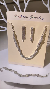 Bộ Trang Sức Pha Lê 3 Món (Vòng Cổ - Bông Tai - Lắc Tay) Cho Nữ & Thiếu Nữ - tiệc cưới