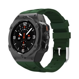 Luxury Modification Kit for Samsung Galaxy Watch 7Ultra 47mm Carbon Case Rubber Strap for Galaxy Ultra 2025 47mm Accessorie