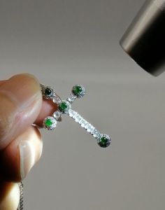 ❤️100% Authentic Brand New Set "A" grade Burmese jade "Sacred Cross" jade pendant beautiful master handcrafted embedded with high grade high translucency dual colours Jade beads exquisite design S925 sterling silver framed