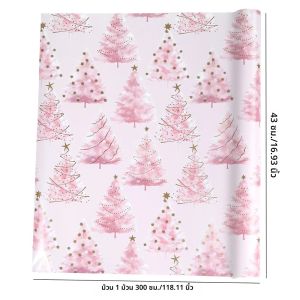 1 ม้วนกระดาษห่อของขวัญกระดาษห่อต้นคริสต์มาสสีชมพูกระดาษห่อของขวัญวันเกิดกระดาษห่อของขวัญคริสต์มาส