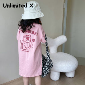 Unlimited X Korean Style Dress Girls Summer Dress Childrens Printed Short Sleeved T-shirt Dress Baby Casual Stylish Dress
