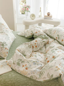 Summer Country Style Pure Cotton Floral Bedding Set Duvet Cover Student Dormitory Bedding Sheets Three-Piece Set Bed Canopy Four-Piece Set