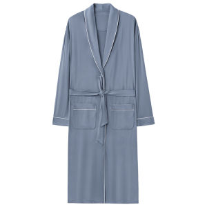 Miiow | Casual Loose Long Sleeve Mens Robe Catman Home Clothes Sleepwear Set Spring Summer Lightweight Breathable Polyester V-neck