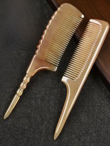 Natural Cow Horn Comb Sharp Tail Comb for Children Girls Long Hair Care Home Use Sharp Tip Dense Teeth No Damage to Hair